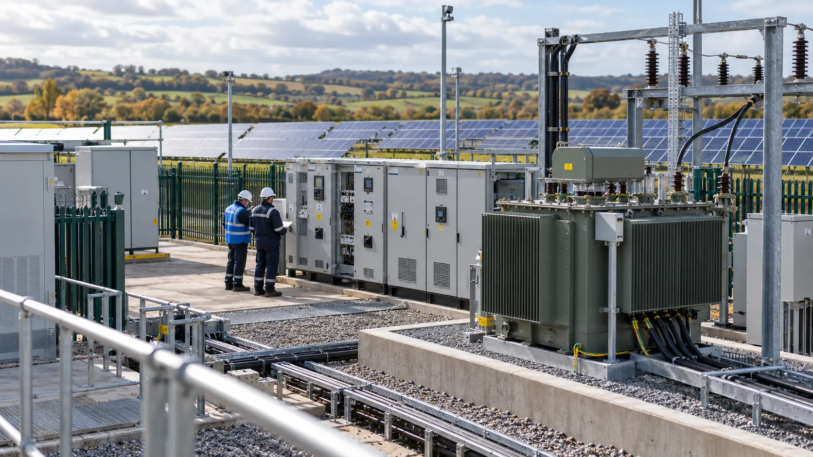 Engineer carrying out protection relay testing on electrical equipment