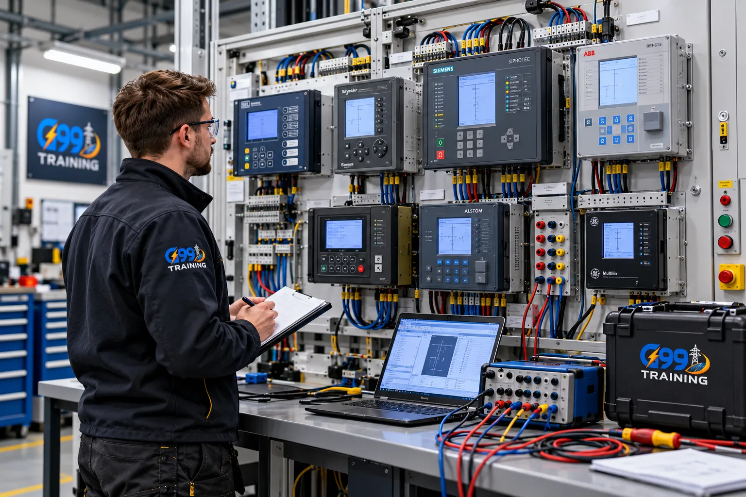 Relay test equipment and protection panel training
